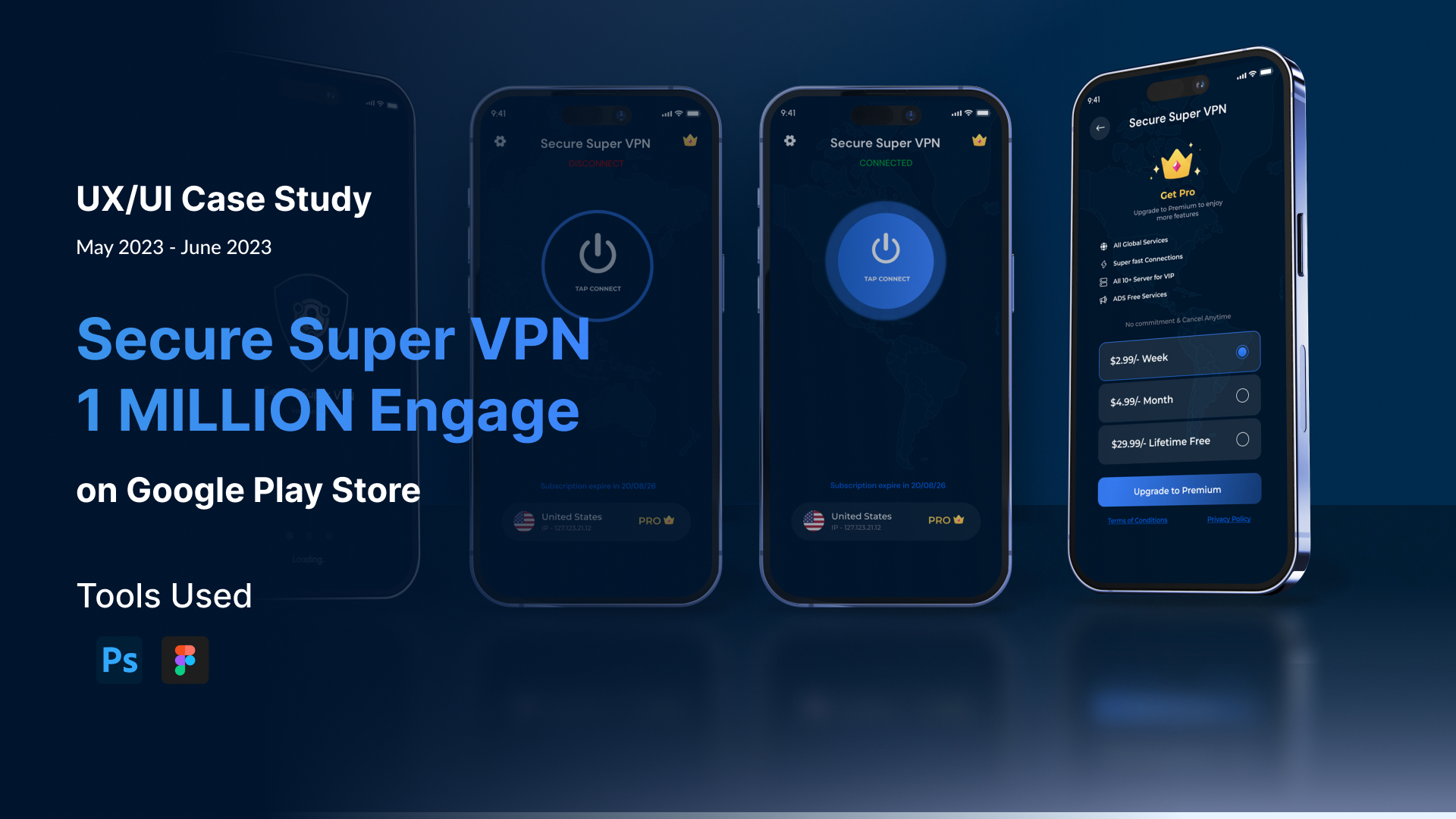 Secure Super VPN mobile app screens